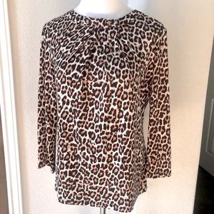Karl Lagerfeld Womens Leopard Print Top Animal Boho Medium Stretch Comfort Fall